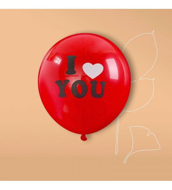 Kırmızı I Love You Baskılı Helyum Balon (Ek Ürün Olarak Satılır)